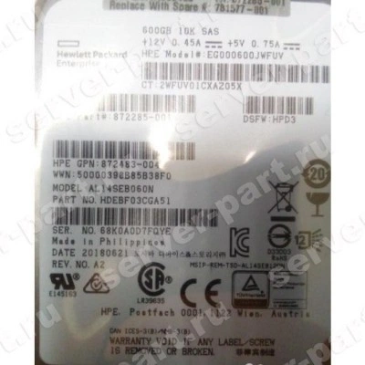 Жесткий Диск HP (Toshiba) AL14SEB060N 600Gb (U1200/10500/128Mb) 512n 12G SAS 2,5" For Gen5 Gen6 Gen7 Gen8 Gen9 Gen10 MSA2052 MSA2050 MSA2042 MSA2040 MSA1050 MSA1040(EG000600JWFUV) Жесткий Диск HP (Toshiba) AL14SEB060N 600Gb (U1200/10500/128Mb) 512n 12G SAS 2,5" For Gen5 Gen6 Gen7 Gen8 Gen9 Gen10 MSA2052 MSA2050 MSA2042 MSA2040 MSA1050 MSA1040(EG000600JWFUV)