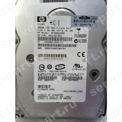 Жесткий Диск HP (Hitachi) Ultrastar 15K300 HUS153030VLS300 300Gb (U300/15000/16Mb) SAS 3,5" For Gen4 Gen5 Gen6 Gen7(DF300A4950)