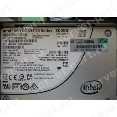 Твердотелый Накопитель SSD HP (Intel) SSD DC S3710 Series SSDSC2BA200G4P 200Gb TRIM MLC AES 6G SATAIII 2,5" 7mm For Gen7 Gen8 Gen9 Gen10(MK0200GEYKC)