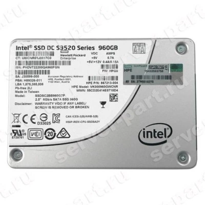 Твердотелый Накопитель SSD HP (Intel) SSD DC S3520 Series SSDSC2BB960G7P 960Gb 450Мб/сек TRIM 3D1 MLC AES 6G SATAIII 2,5" 7mm For Gen7 Gen8 Gen9 Gen10(VK000960GWCNR) Твердотелый Накопитель SSD HP (Intel) SSD DC S3520 Series SSDSC2BB960G7P 960Gb 450Мб/сек TRIM 3D1 MLC AES 6G SATAIII 2,5" 7mm For Gen7 Gen8 Gen9 Gen10(VK000960GWCNR)