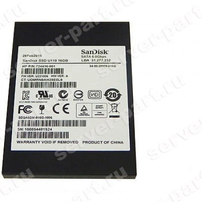 Твердотелый Накопитель SSD HP (Sandisk) SDSA5GK-016G-1006 16Gb U600 6G SATAIII 2,5"(D6V47AV) Твердотелый Накопитель SSD HP (Sandisk) SDSA5GK-016G-1006 16Gb U600 6G SATAIII 2,5"(D6V47AV)