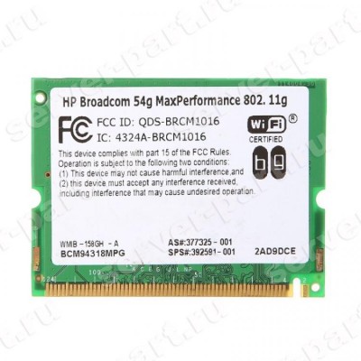 Модуль WiFi HP (Broadcom) 802.11b/g 54Mbit/s miniPCI(377325-001) (ХПЕ) Модуль WiFi HP (Broadcom) 802.11b/g 54Mbit/s miniPCI(377325-001) (ХПЕ)